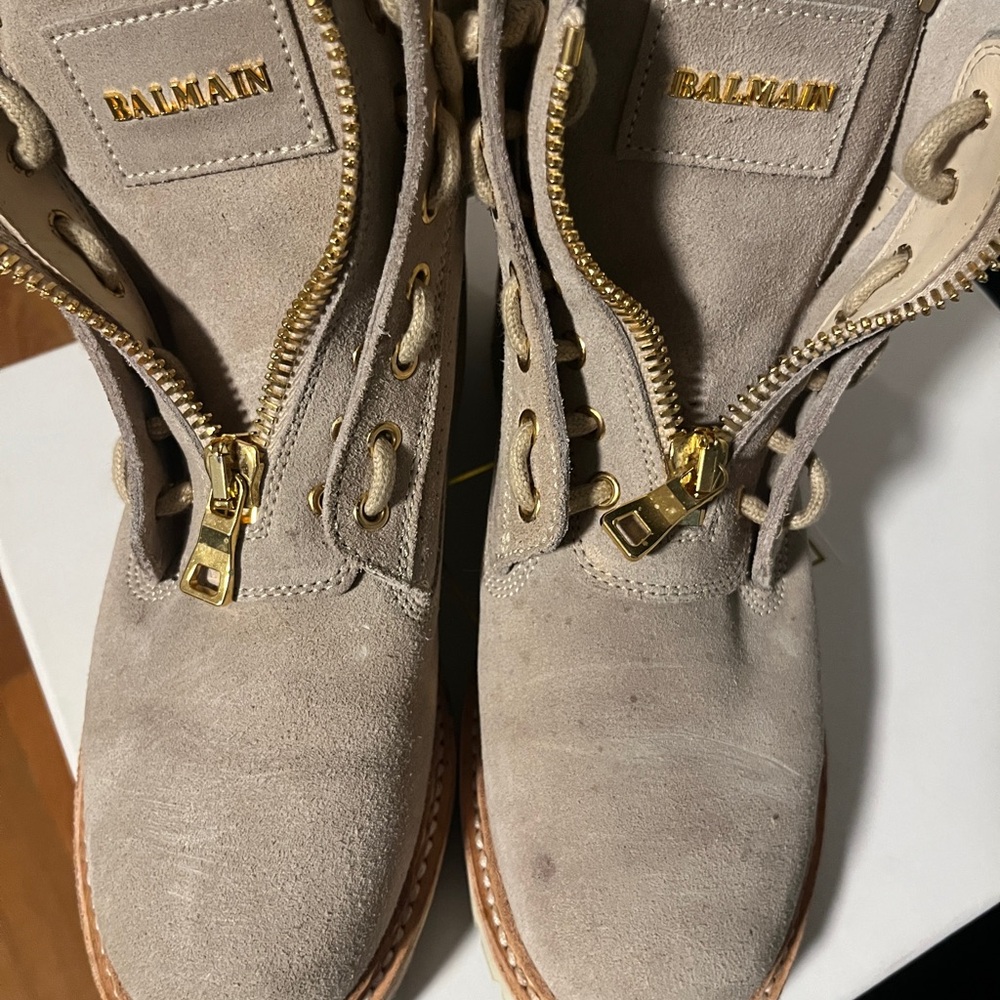 Balmain Taupe Suede taiga boots